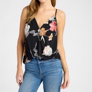 Floral V-Neck Black Camisole
